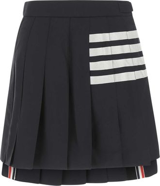Thom Browne Womens Navy Blue Wool Mini Skirt - Black - Size EU 32 (Womens)