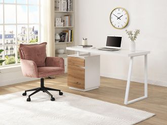 Pascal Morabito Sedia da ufficio Velluto a coste Rosa e nero Altezza regolabile - BATARU di PASCAL MORABITO