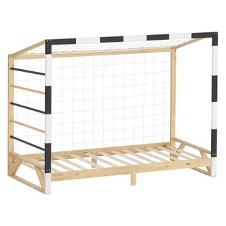ML Design Ml-design Cama Infantil 90 X 200 Cm Con Porter&iacute;a De F&uacute;tbol-balonmano Y Escalera De Trepar, Cuna Individual De Madera Para Ni&ntilde;o Con Somier De L&aacute;minas Y