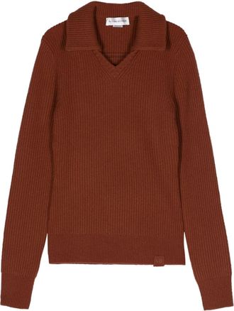 Victoria Beckham spread-collar ribbed jumper - women - Cashmere/Elastane - S - Orange