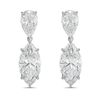 Diana M. Jewels 14KW WG 12.00 Ct TW of Lab grown pear and marquise shape diamond drop earrings