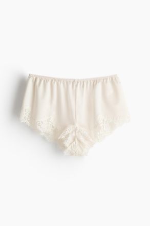 H&M Shortie Slip aus Mikrofaser und Spitze - Weiss