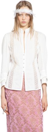 Ann Demeulemeester Lidy Open Front Shirt with Lace Ribbons