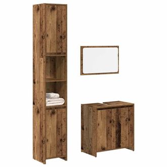 Berkfield Home 3 Piece Bathroom Furniture Set Old Wood Engineered Wood