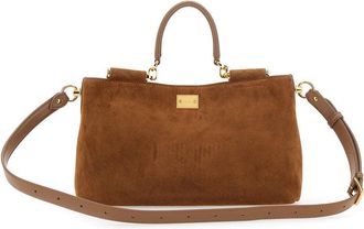 Dolce & Gabbana Womens Shoulder Bag Vittoria Beige Suede