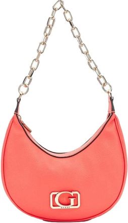 Guess Rode Schoudertas met Metalen Details - Dames - Schoudertassen - Rood - ONE Size - Leer - Tassen