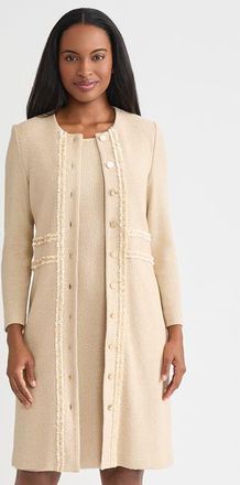 Misook Heritage Lurex Ribbon Chain Trim Knit Jacket in Biscotti/gold at Nordstrom, Size Xx-Large