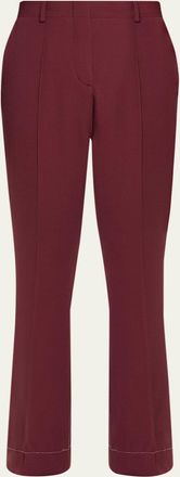 Brioni Silk-Wool Pintuck Flare Pants