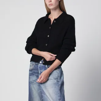 Our Legacy Cardigan polo in misto alpaca nero