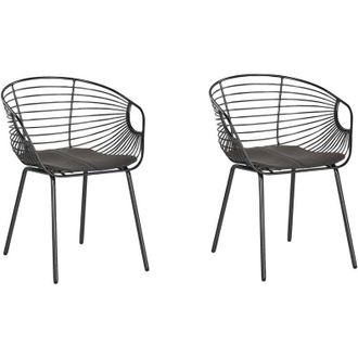 Beliani Beliani - Set di 2 Sedie da Pranzo Design in Metallo Nero Cuscino Ecopelle Hoback