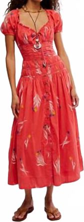 Free People Complete Me Midi Dress In Coral Combo