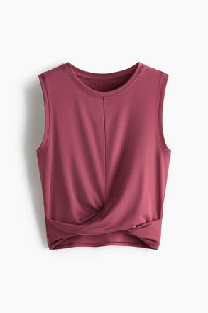 H&M Slim Fit Twist-detail Sports Vest Top in Light Maroon at Nordstrom, Size Xx-Large