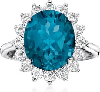 Ross-Simons London Blue Topaz and White Topaz Ring in Sterling Silver