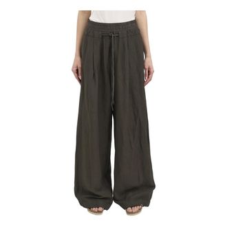 Andrea Ya'aqov Wide Trousers, female, Brown, Size: XS Pantalone ampio in viscosa e lino