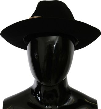 Dolce & Gabbana Womens Black Lapin Amor Gignit Wide Brim Panama Hat