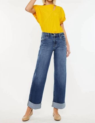 Kancan High Rise Wide Leg Jeans In Medium Wash