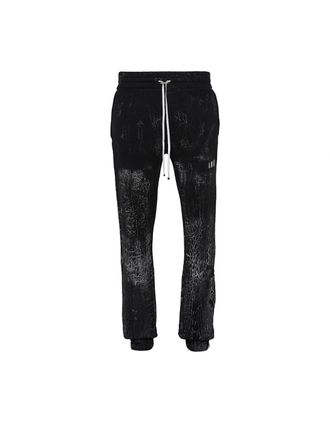 Amiri Mens Amiri Cracked Dye Logo Black Sweat Pants - Size: 33/32/32
