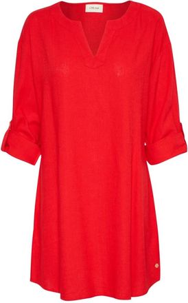 Cream CRVenta Tunic - Dames - Tunieken - Rood - M - Linnen - Overhemden