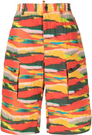 Dsquared2 abstract-print cargo shorts - men - Polyamide - 52 - Orange