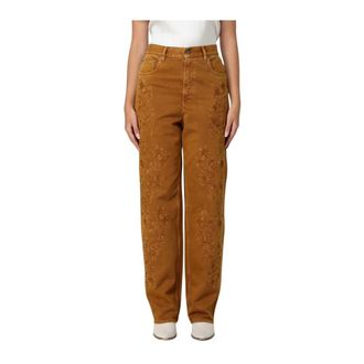 Golden Goose Straight Fit Jeans, female, Brown, W29, Embroidered Straight Jeans