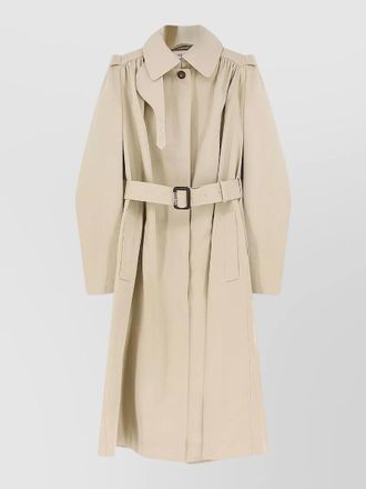 Alexander McQueen belted trench coat buckle epaulettes pleated back