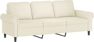 vidaXL Sofá de 3 plazas terciopelo color crema 180 cm vidaXL