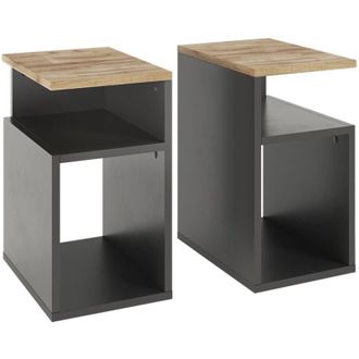 Vicco Comodino Elios, Antracite/quercia dorata, Set di 2, Vicco