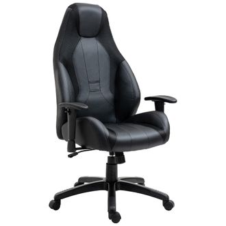 Vinsetto High Back Executive Office Chair Gaming Recliner w/ Footrest - Black | TJ Hughes