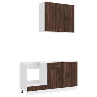 vidaXL Unidad De Cocina Lucca 5 Uds. Marr&oacute;n Roble Madera De Ingenier&iacute;a Vidaxl