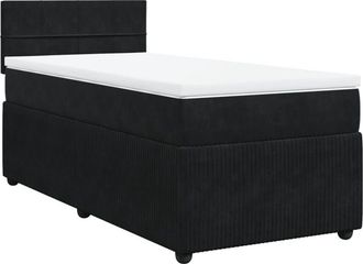vidaXL Cama Box Spring Con Colch&oacute;n Terciopelo Negro 100x200 Cm Vidaxl