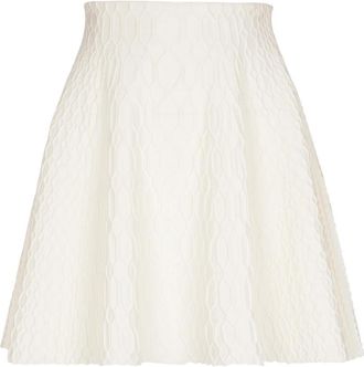 Balmain Klokrok van krokodillenknit - Dames - Korte rokken - Wit - 2XS - Polyester - Rokken
