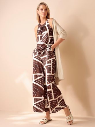 Heine Shirttop HEINE, Damen, Gr. 34, schoko, ecru, bedruckt, 95% Polyester, 5% Elasthan, bedruckt, gemustert, mehrfarbig, Rundhals, Tops Shirttop