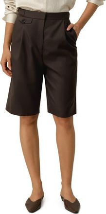 LilySilk Wool-Silk Bermuda in Chestnut at Nordstrom, Size 10