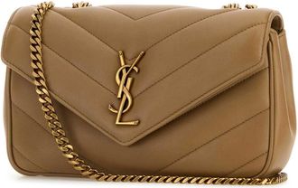 Saint Laurent Womens Loulou Shoulder Bag Beige Lamb
