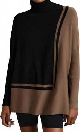 Reiss Sophia Colorblock Roll Neck Sweater In Blacktan