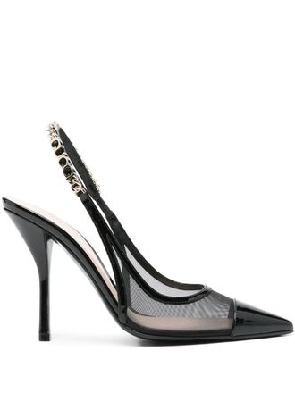 Gucci 110mm Signoria slingback pumps - women - Patent Calf Leather/Calf Leather/Calf Leather/Fabric - 36 - Black