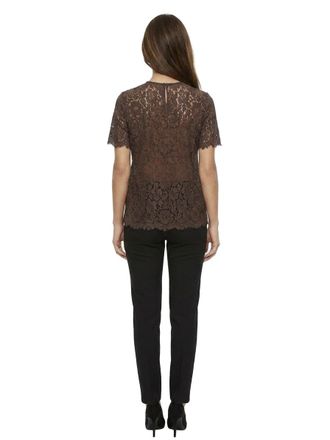 Dolce & Gabbana Lace Short-Sleeve Blouse - Brown