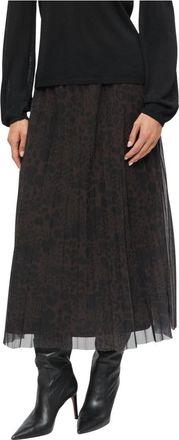 s.Oliver Geplooide Mesh Midi Rok - Dames - Midirokken - Bruin - L - Polyester - Rokken