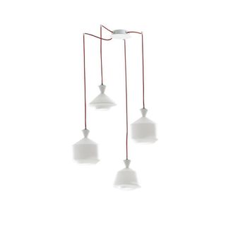 Netlighting Sugar Mutli Arm Glass Ceiling Pendant Opal Red E27 in White