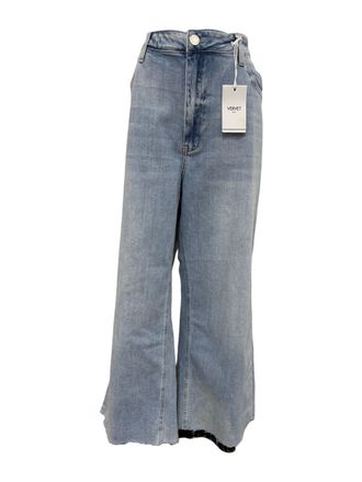 Flying Monkey Frayed Bottom Wide Leg Jeans In Light Washed Denim