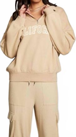 Chaser California Varsity Pullover In Tan