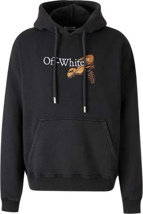 Off-white Felpa con stampa e cappuccio - Nero