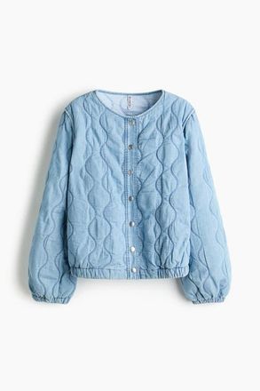 H&M Quilted Denim Jacket in Light Denim Blue at Nordstrom, Size Xx-Large