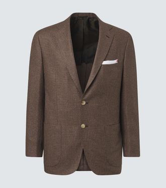 Kiton Prince of Wales check virgin wool blazer