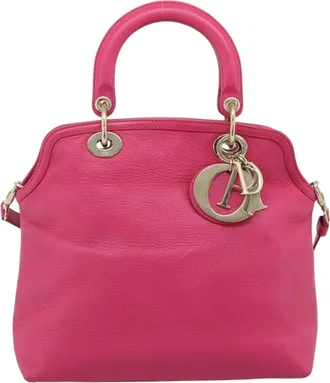 Dior Granville Satchel Leather Pink Leather Handbag (Pre-Owned)
