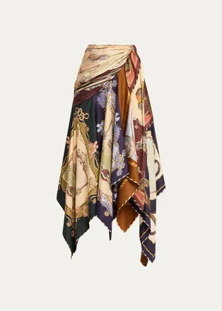 Zimmermann Valiant Draped Silk Scarf Skirt
