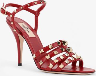 Valentino Garavani Womens Sandals Rockstud Leather Red