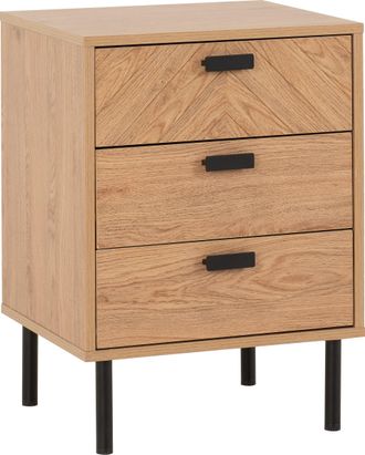 Seconique LEON 3 DRAWER BEDSIDE - MEDIUM OAK EFFECT - SECONIQUE | TJ Hughes