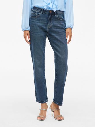 Vila Straight-Jeans VILA VIALICE RW STRAIGHT JEANS MBD SOL91-NOOS, Damen, Gr. 34, L&auml;nge 32, blau (medium blau denim), Denim/Jeans, Obermaterial: 98% Baumwo