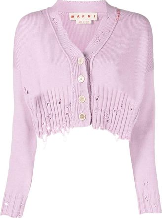 Marni V-neck cotton cardigan - women - Cotton - 38 - Pink